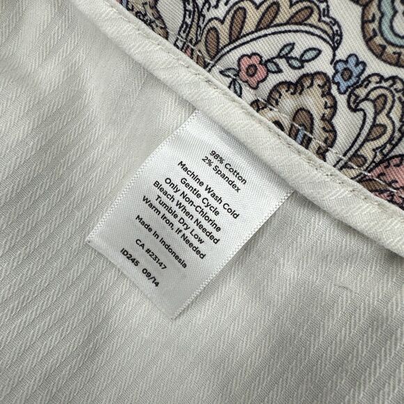 Talbots Pants Womens 12 The Perfect Crop Paisley Taupe Pink Blue + Pockets - Picture 8 of 9